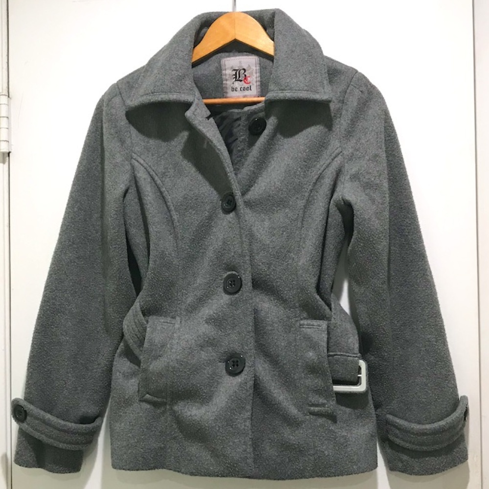 Be Cool Chic Gray Winter Coat w/ Belt & Pockets